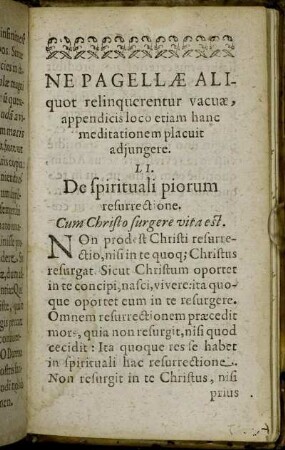 Ne Pagellæ Aliquot relinquerentur vacuæ, appendicis loco etiam hanc meditationem placuit adjungere.