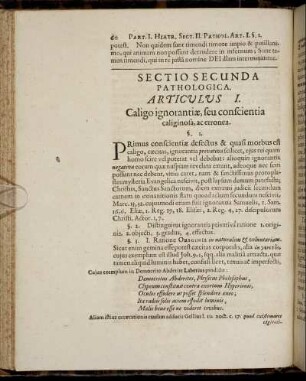 Articulus I. Caligo ignorantiæ, seu conscientia caliginosa, ac erronea.