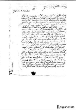 1: Brief von E. (?) Schmidt an Anna Maria geb. Schmidt Klopstock