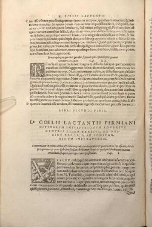 L. Coelii Lactantii Firmiani Divinarvm Institvtionvm Adversvs Genteis LIber Tertivs, De Origine Erroris, Ad Constantinvm Imperatorem.