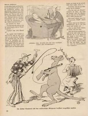 "Umstellen, John" "Im Zirkus Roosevelt soll das australische Känguruh dressiert vorgeführt werden"