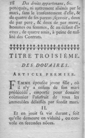 Titre troisième. Des Douaires.
