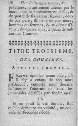 Titre troisième. Des Douaires.