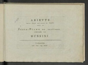 Ariette "Souvent lamour nous prouves[!] son Empire" : Pour Le Forte=Piano Ou Guittarre