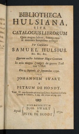 160a-296, Bibliotheca Hulsiana, ...