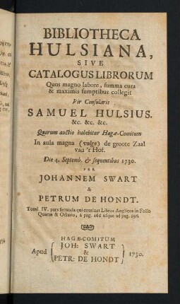160a-296, Bibliotheca Hulsiana, ...