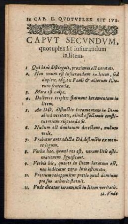 Caput Secundum, quotuplex sit iusiurandum in litem.