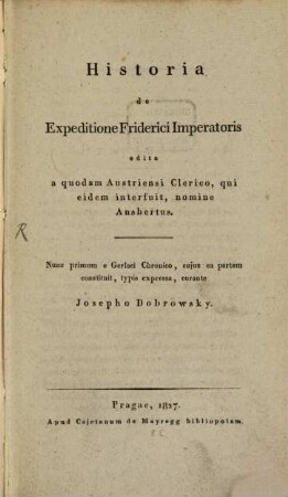 Historia de expeditione Friderici Imperatoris