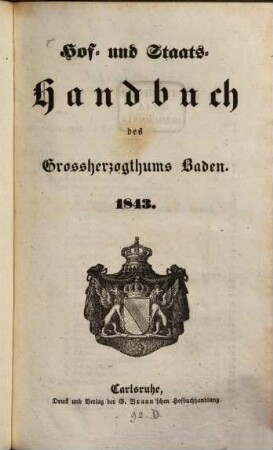 Hof- und Staats-Handbuch des Grossherzogthums Baden. 1843