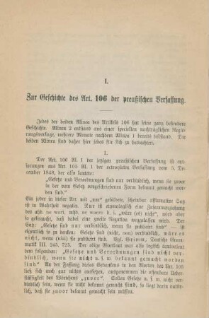 Zur Geschichte des Art. 106 der preußischen Verfassung.