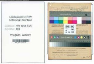 Entnazifizierung Wilhelm Wiegand , geb. 03.01.1909 (Schreiner)