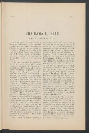 Una dama ilustre : (Mrs. Woodrow Wilson)