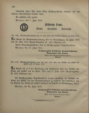 Nr. 118: Ministerialverordnung vom 17. Juni 1918 über die Ernteschätzung im Jahre 1918