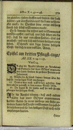 Epistel am dritten Pfingst-tage
