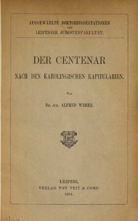 Der Centenar nach den karolingischen Kapitularien