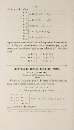 Relations de distance entre des points.