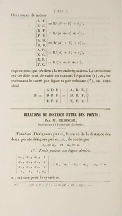 Relations de distance entre des points.
