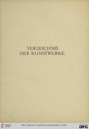 Verzeichnis der Kunstwerke