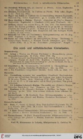 Die nord- und mitteldeutschen Kleinstaaten (Nr. 630 - 644)