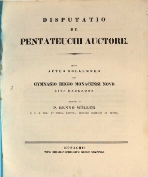 Disputatio de Pentateuchi auctore, [1] = 1842