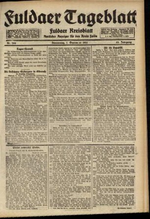 Ausgabe vom Donnerstag, den 01. September 1921.