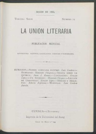 Número 11, Marzo de 1905