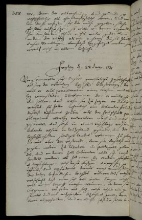 Freytag d 22 Juny. 1731