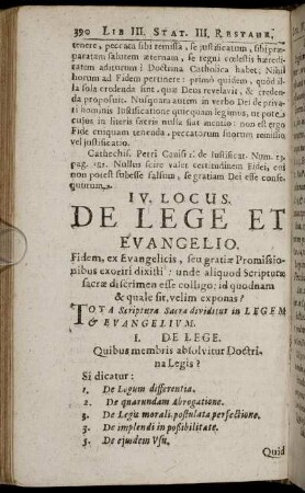 IV. Locus. De Lege Et Evangelio.