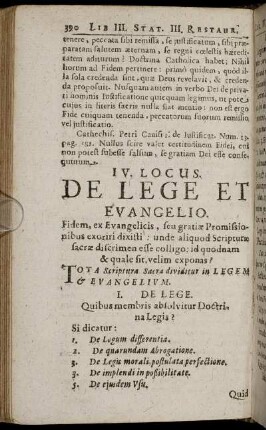IV. Locus. De Lege Et Evangelio.
