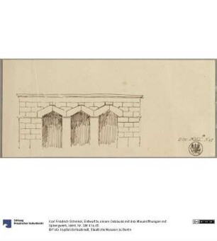 Entwurf zu einem Gebäude mit drei Maueröffnungen mit Sprengwerk