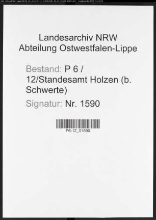 Sterberegister Standesamt Holzen bei Schwerte