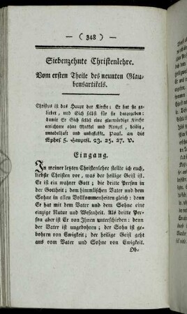Siebenzehnte Christenlehre Vom ersten Theile des neunten Glaubensartikels.