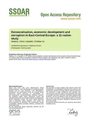 Democratisation, economic development and corruption in East-Central Europe: a 11-nation-study