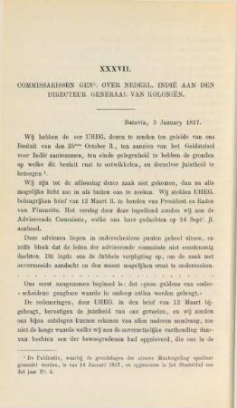 XXXVII. Commissarissen genl. over Nederl. Indie aan den directeur generaal van kolonien