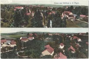 Schönau-Berzdorf auf dem Eigen-Schönau. Ortsansichten, kolorierte Ansichtskarte