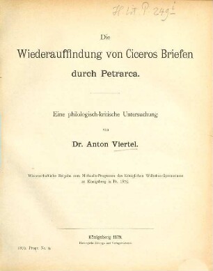 Jahresbericht über das Königliche Wilhelms-Gymnasium zu Königsberg i. Pr.. 1878/79 = Mikrofiche-Ausg.