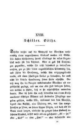 XVIII. Schiller. Göthe