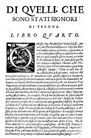 Di Qvelli Che Sono Stati Signori Di Verona. Libro Qvarto.
