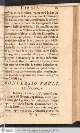 Conversio Pauli. 25. Ianuarii.
