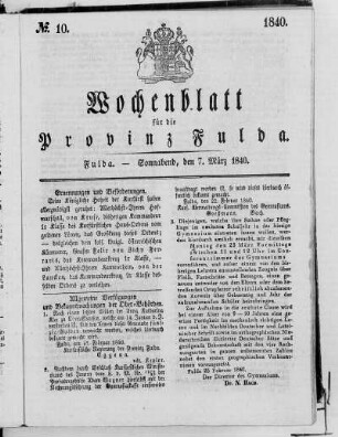 Nr. 10, Ausgabe vom 7. März 1840