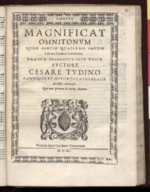 Caesare Tudino: Magnificat omnitonum ... Cantus