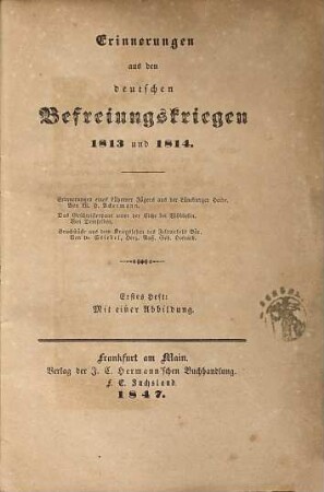 Erinnerungen aus den deutschen Befreiungskriegen 1813 und 1814, 1. Erinnerungen eines Lützower Jägers aus der Lüneburger Haide. Das Geschiwsterpaar unter der Eiche bei Wöbbelin. Bruchstücke aus dem Kriegsleben des Feldwebels Bär