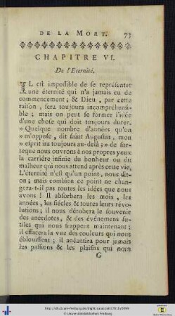 Chap. VI. De l’Eternité.