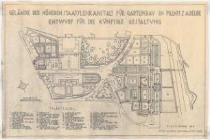 Gartenanlage Gartenbau-Lehranstalt, Pillnitz: Lageplan mit Erläuterung 1:500