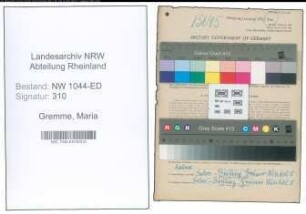 Entnazifizierung Maria Gremme , geb. 31.03.1893 (Volksschullehrerin)
