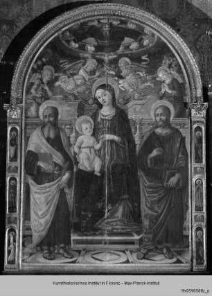 Thronende Madonna mit dem Kind und Heiligen