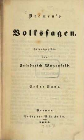 Bremen's Volkssagen, 1