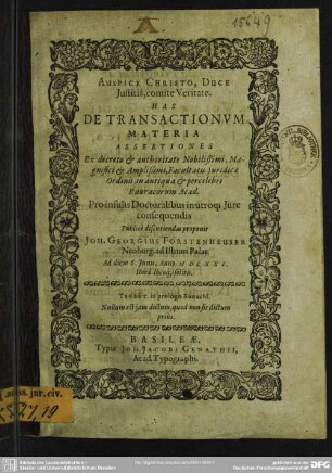 De transactionum materia assertiones