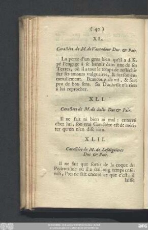 XLI. Caractére de M. de Sulli Duc & Pair.