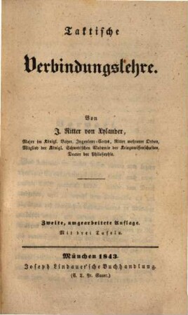 Lehrbuch der Taktik, 4. Taktische Verbindungslehre